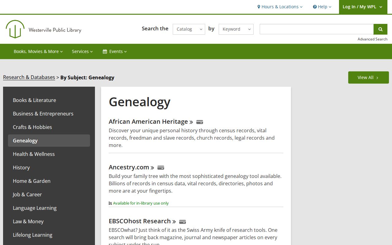 Westerville historical research at the library genealogy resources