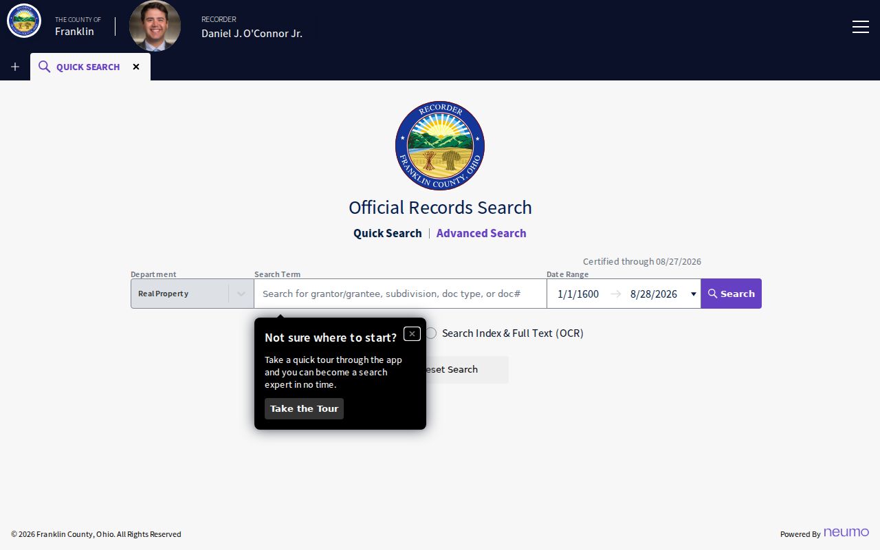 Westerville residents directory Franklin County recorder search
