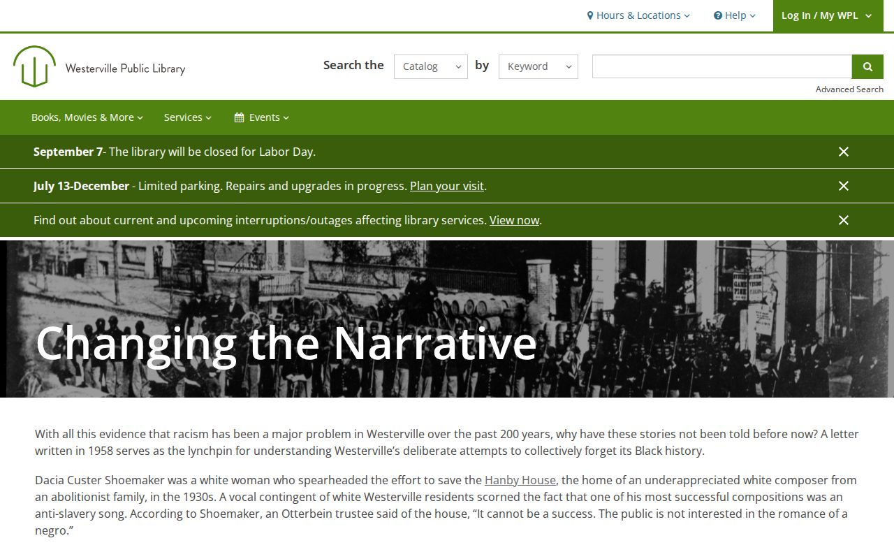 Westerville neighbors local historical narrative collection