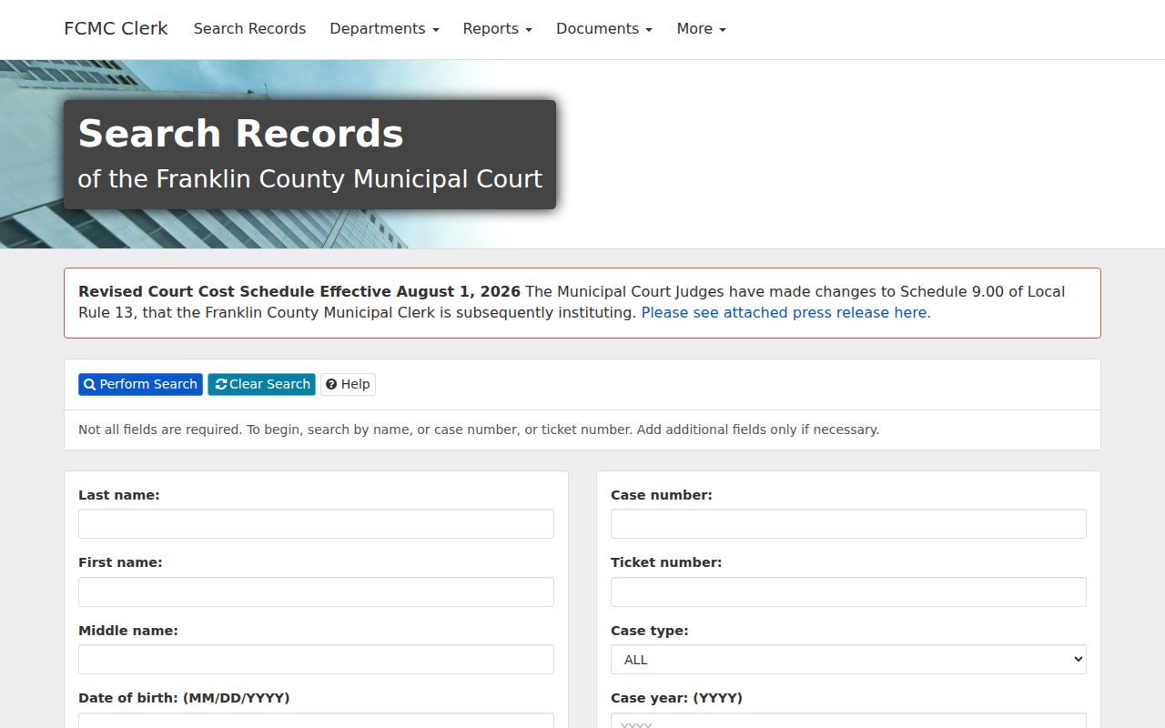 Westerville resident lookup using Franklin County Municipal Court case search